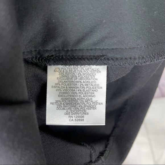 Ellen Tracy Tweed Knit Sheath Dress Embellished Blue Black Careerwear Office 10 - Picture 8 of 9